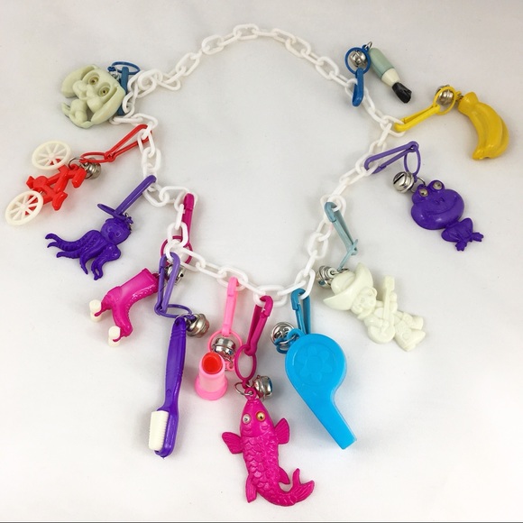 Vintage Jewelry Vintage Plastic Bell Charm White Chain Necklace Poshmark